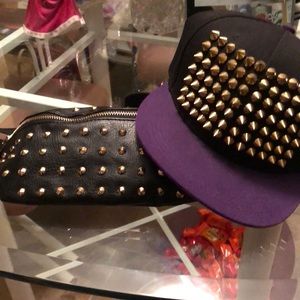 Studded Pouch Bag & Cap